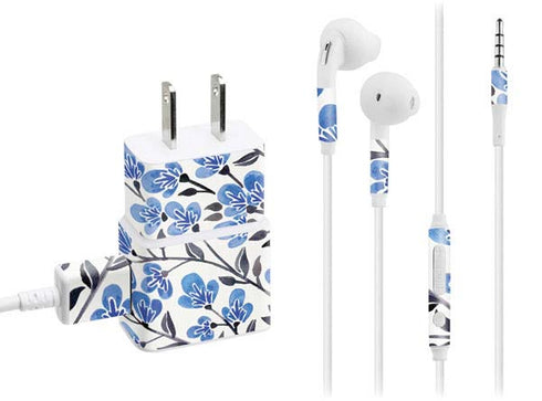Cat Coq Blue Cherry Blossoms Phone Charger Skin