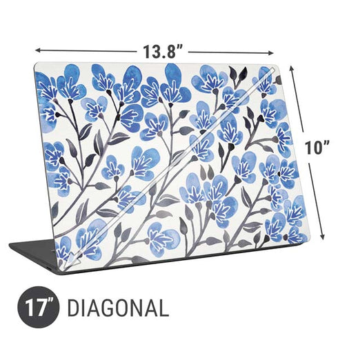 Cat Coq Blue Cherry Blossoms Universal Laptop 17in (13.8 x 10in) Skin