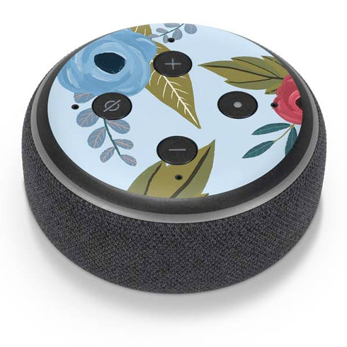 Blue Fall Flowers Amazon Echo Dot Skin