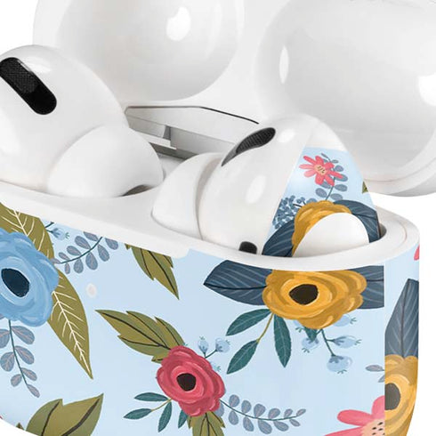 Blue Fall Flowers Apple AirPods Pro Skin