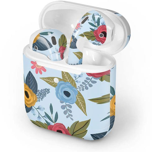 Blue Fall Flowers Apple AirPods Skin