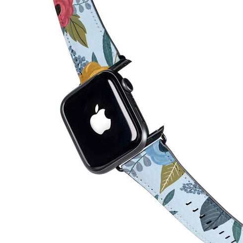 Blue Fall Flowers Apple Watch Band 38-40mm