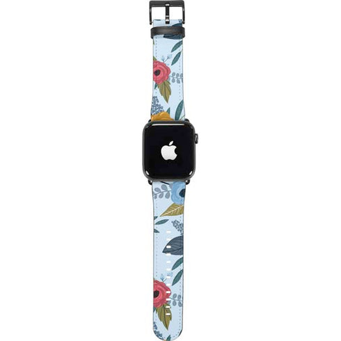 Blue Fall Flowers Apple Watch Band 42-44mm