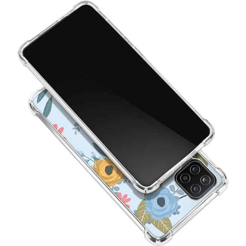 Blue Fall Flowers Galaxy A12 Clear Case