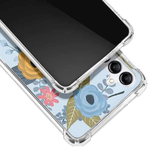 Blue Fall Flowers Galaxy A14 5G Clear Case