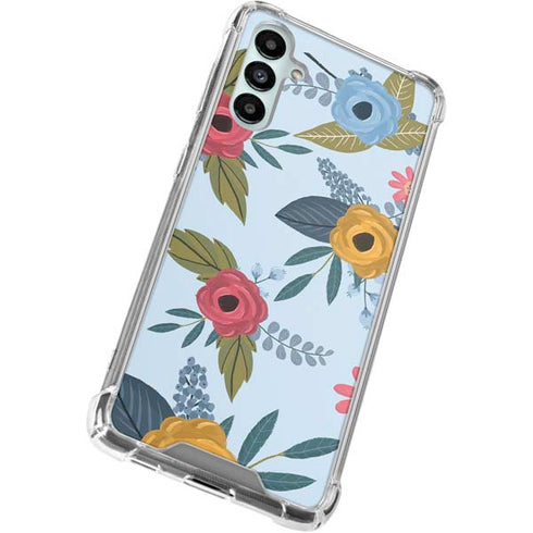 Blue Fall Flowers Galaxy A15 5G Clear Case