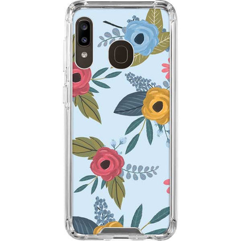 Blue Fall Flowers Galaxy A30 Clear Case