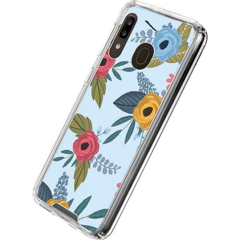 Blue Fall Flowers Galaxy A30 Clear Case