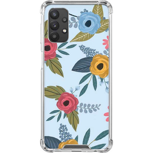 Blue Fall Flowers Galaxy A32 5G Clear Case