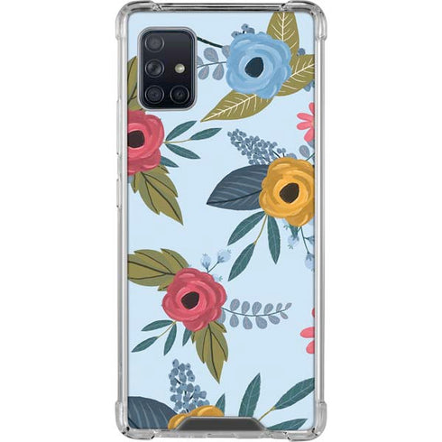 Blue Fall Flowers Galaxy A51 5G Clear Case