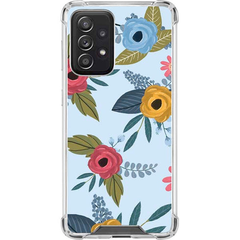 Blue Fall Flowers Galaxy A52 5G Clear Case