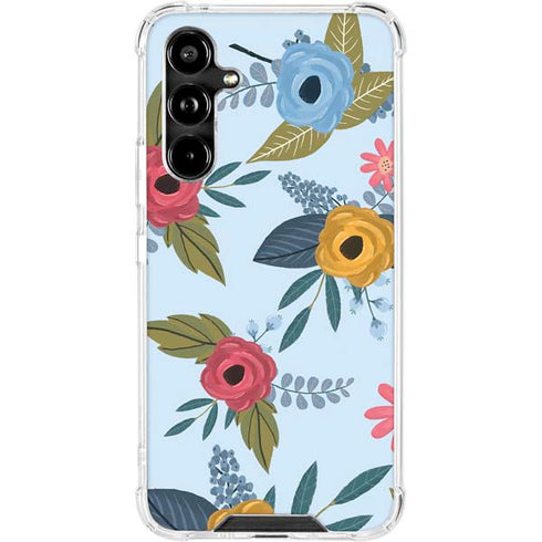 Blue Fall Flowers Galaxy A54 5G Clear Case