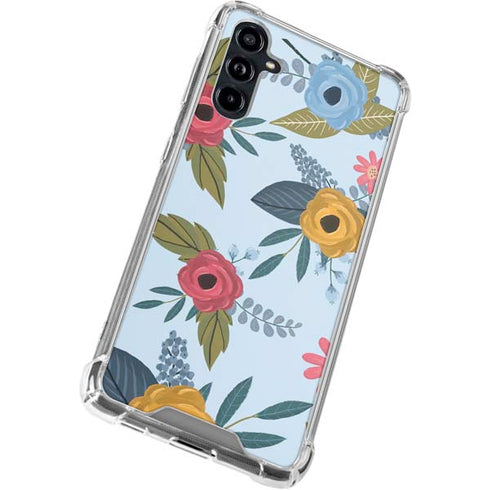 Blue Fall Flowers Galaxy A54 5G Clear Case