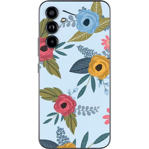 Blue Fall Flowers Galaxy A54 5G Skin