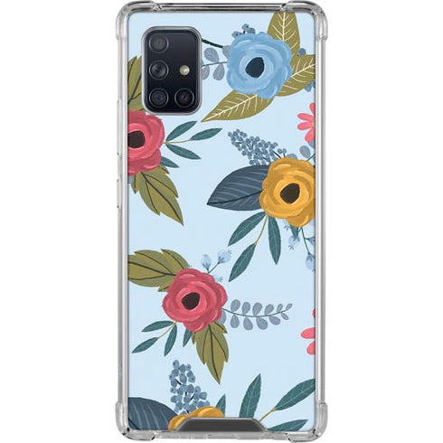 Blue Fall Flowers Galaxy A71 5G Clear Case
