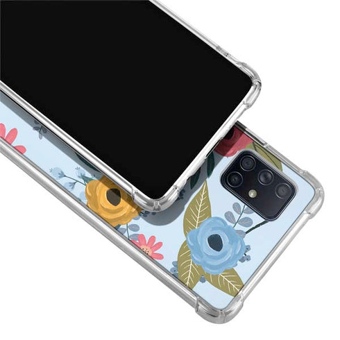 Blue Fall Flowers Galaxy A71 5G Clear Case