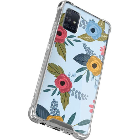 Blue Fall Flowers Galaxy A71 5G Clear Case