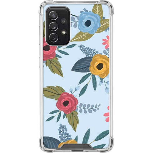 Blue Fall Flowers Galaxy A72 5G Clear Case