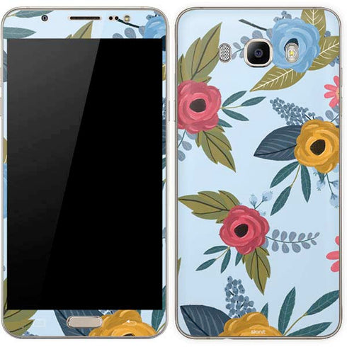 Blue Fall Flowers Galaxy J7 Skin