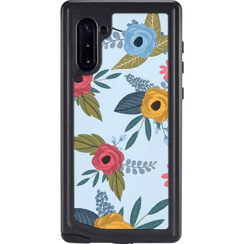 Blue Fall Flowers Galaxy Note 10 Waterproof Case