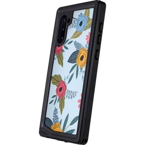 Blue Fall Flowers Galaxy Note 10 Waterproof Case