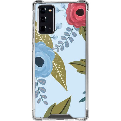 Blue Fall Flowers Galaxy Note20 5G Clear Case