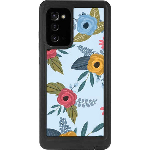 Blue Fall Flowers Galaxy Note20 5G Waterproof Case