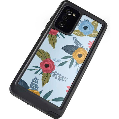 Blue Fall Flowers Galaxy Note20 5G Waterproof Case