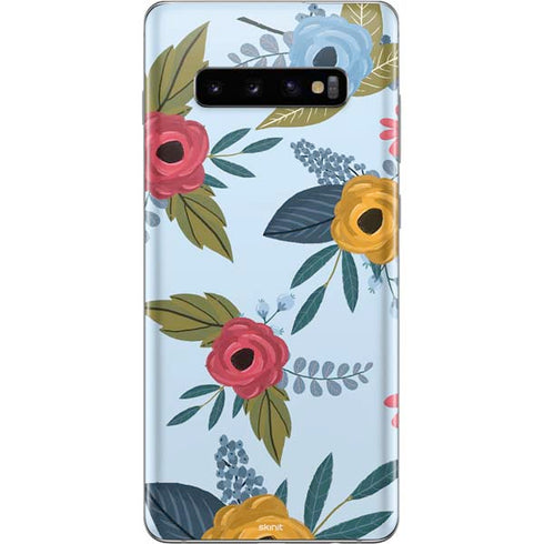 Blue Fall Flowers Galaxy S10 Plus Skin