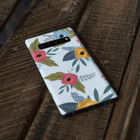 Blue Fall Flowers Galaxy S10 Plus Skin