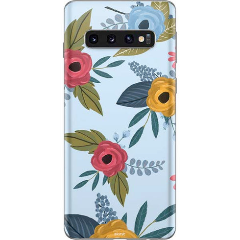 Blue Fall Flowers Galaxy S10 Skin