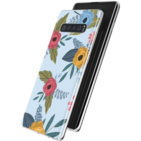 Blue Fall Flowers Galaxy S10 Skin