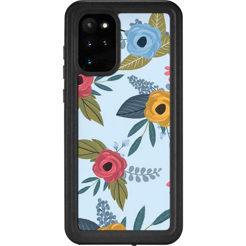 Blue Fall Flowers Galaxy S20 Plus Waterproof Case