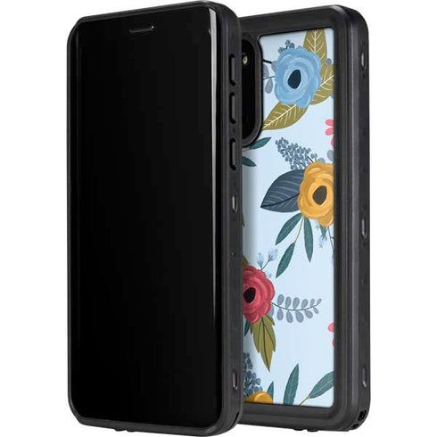 Blue Fall Flowers Galaxy S20 Plus Waterproof Case