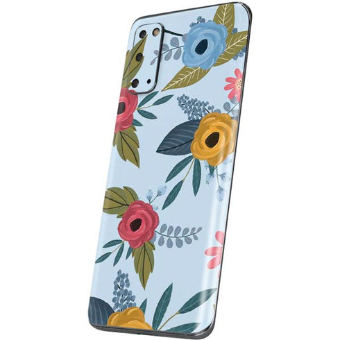 Blue Fall Flowers Galaxy S20 Skin