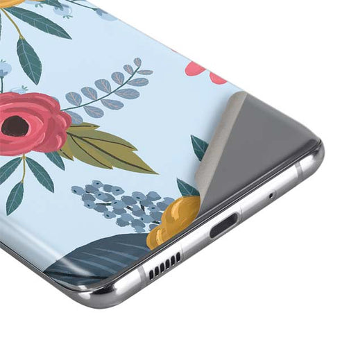 Blue Fall Flowers Galaxy S20 Skin