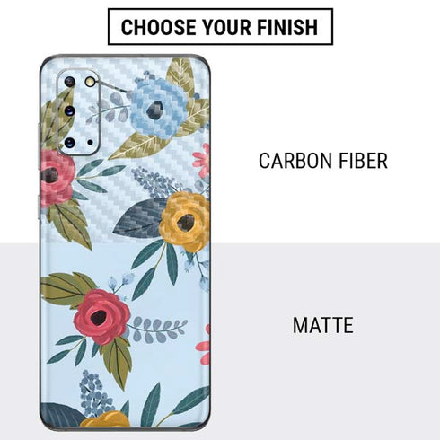 Blue Fall Flowers Galaxy S20 Skin