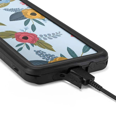 Blue Fall Flowers Galaxy S20 Waterproof Case