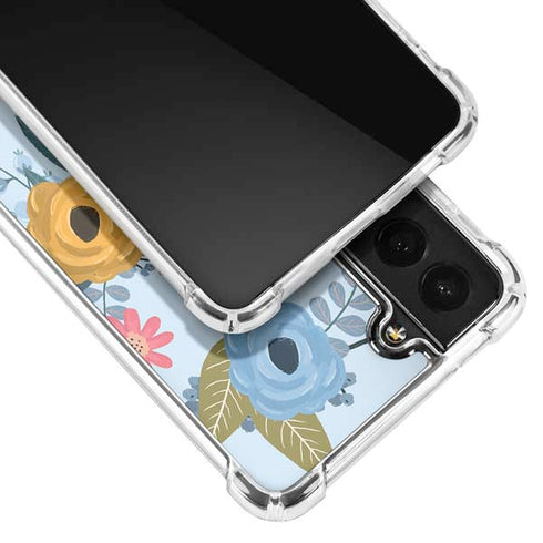 Blue Fall Flowers Galaxy S21 5G Clear Case