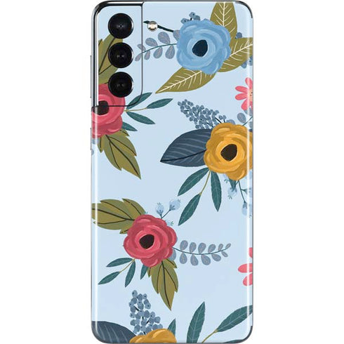 Blue Fall Flowers Galaxy S21 5G Skin