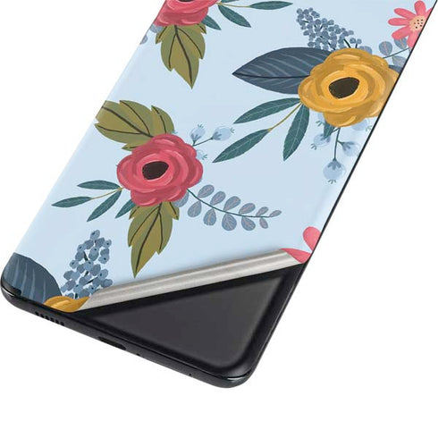 Blue Fall Flowers Galaxy S21 5G Skin