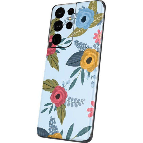 Blue Fall Flowers Galaxy S21 Ultra 5G Skin