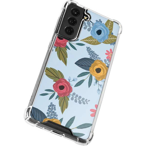 Blue Fall Flowers Galaxy S22 Plus Clear Case