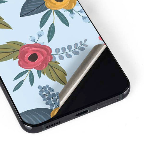 Blue Fall Flowers Galaxy S22 Plus Skin
