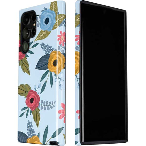Blue Fall Flowers Galaxy S22 Ultra Pro Case