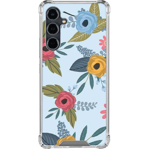 Blue Fall Flowers Galaxy S23 FE Clear Case