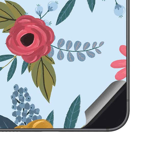 Blue Fall Flowers Galaxy S23 FE Skin