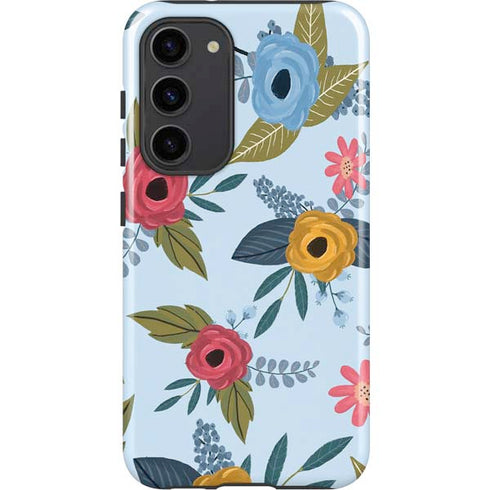 Blue Fall Flowers Galaxy S23 Plus Pro Case