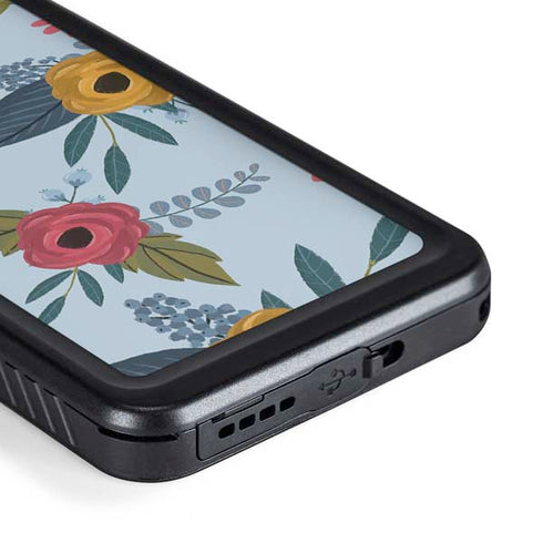Blue Fall Flowers Galaxy S23 Plus Waterproof Case