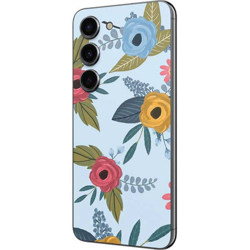 Blue Fall Flowers Galaxy S23 Skin